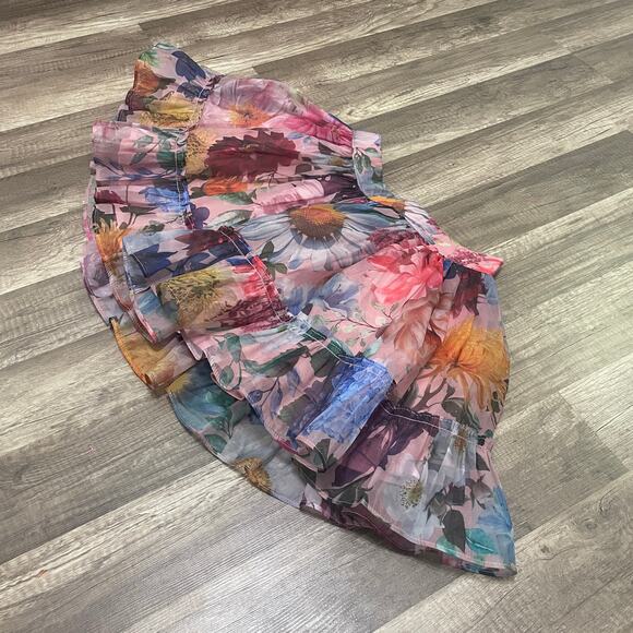 Francesca’s Floral Mini Ruffle Skirt – Shellina Flippy – Size S - Picture 4 of 8